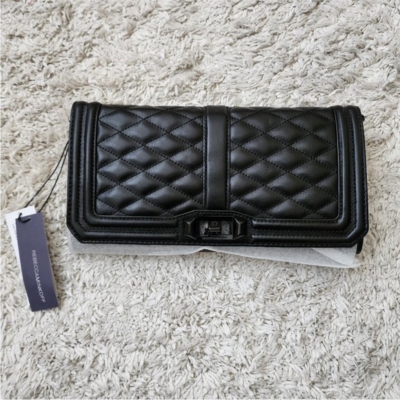 New Rebecca Minkoff Love Clutch Crossbody Chain Black XS15GLCC01 - Picture 1 of 8